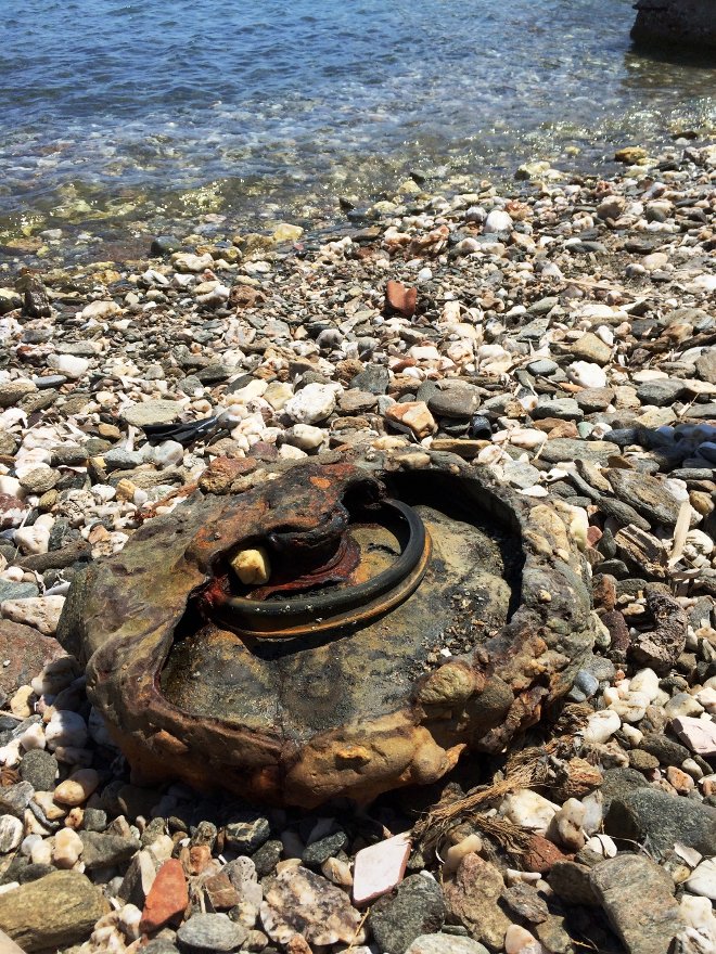 11-8-2014 Καταστροφή Αντιαρματικής Νάρκης Β ΠΠ γερμανικής προέλευσης στη ν. Κύθνο.